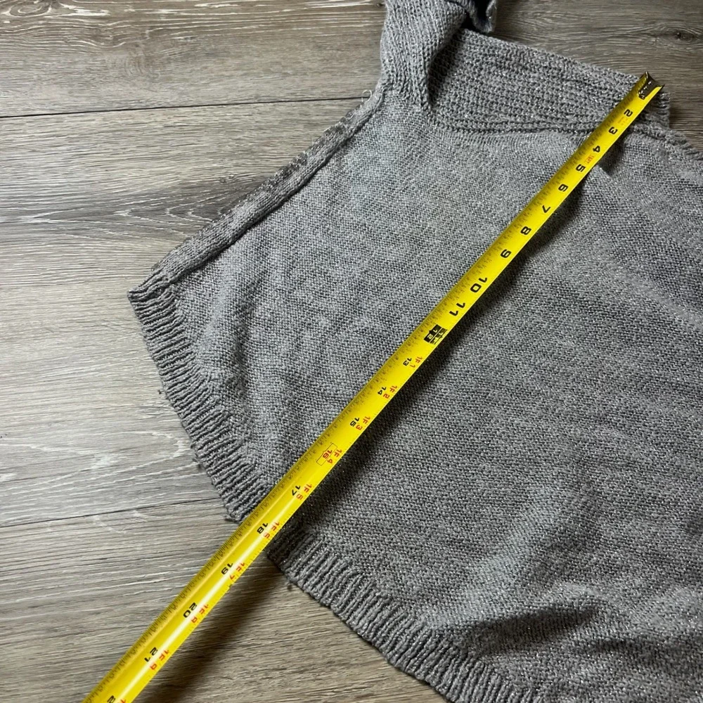 Justice Sweater Girls 14 Grey Sequin Metallic Knit High-Low Long Sleeve Sparkly